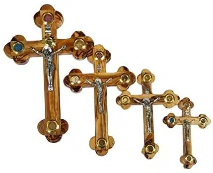 Cross <a href="https://myfaith.shop/product-category/cross-and-crucifix/" target="_blank"></a> Orthodox 14 Station 4 Lens Essences Olive Wood (5″)