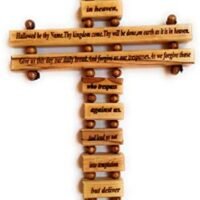 Olive Wood Large Wall Cross (9 Inches) with Lord’s Prayer (Padre Nuestro) in Spanish (Español) Handmade in Bethlehem Holy Land