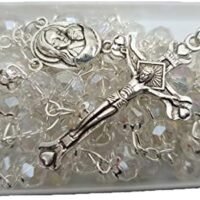Twelve(12) Clear Crystal Catholic Rosaries Necklaces in Gift Boxes