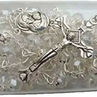 Twelve(12) Clear Crystal Catholic Rosaries Necklaces in Gift Boxes