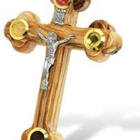 Wall Cross of Olive Wood with <a href="https://myfaith.shop/product-category/cross-and-crucifix/" target="_blank"></a> Catholic from Jerusalem  Holy Land