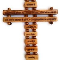 Olive Wood Large Wall Cross (9 Inches) with Lord’s Prayer (Padre Nuestro) in Spanish (Español) Handmade in Bethlehem Holy Land