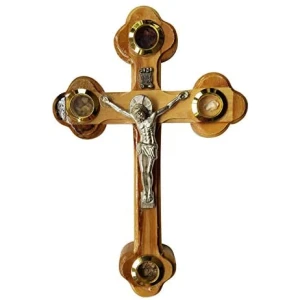 Cross Crucifix Orthodox 14 Station 4 Lens Essences Olive Wood (5″)