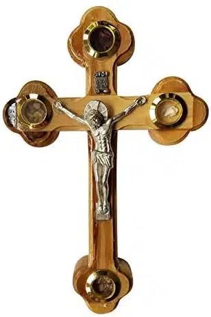 Cross <a href="https://myfaith.shop/product-category/cross-and-crucifix/" target="_blank"></a> Orthodox 14 Station 4 Lens Essences Olive Wood (5″)