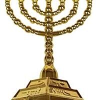 Decorative Menorah 7 Branch Jewish Israel Holy Land Jerusalem.12 Tribes Design-Gold 5″