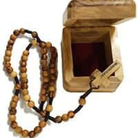 Olive Wood First Communion Jewelry Box with Rosary From Bethlehem