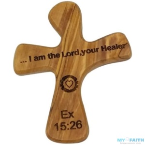 Handcarved from Bethlehem Olive Wood Cross / Crucifix – Healing Cross