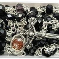 Twelve(12) Black Crowned Catholic Crystal Rosaries Necklaces in Gift Boxes