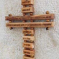 Olive Wood Large Wall Cross (9 Inches) with Lord’s Prayer (Padre Nuestro) in Spanish (Español) Handmade in Bethlehem Holy Land
