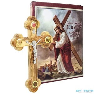 Wall Cross of Olive Wood with Crucifix Catholic from Jerusalem  Holy Land