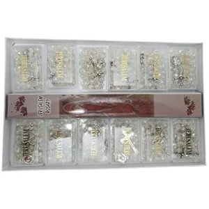 Twelve(12) Clear Crystal Catholic Rosaries Necklaces in Gift Boxes