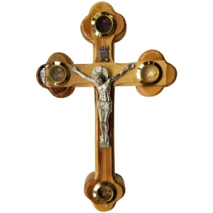 Handcrafted Bethlehem Olive Wood Cross – Cultural & Historical Design – Lens , 7″