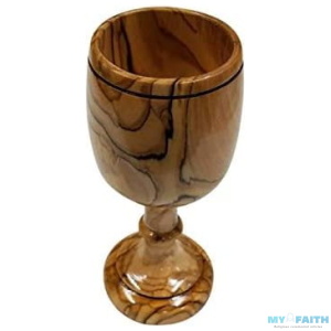 Large Communion Wine Goblet – Chalice Olive Wood (6 Inches Large) by Bethlehem Gifts TM Goblets & Chalices