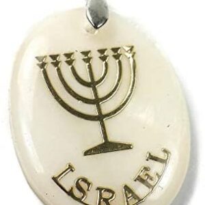 Mother of Pearl Israel Pendant 7 Branch Menorah Women Men Jerusalem Jewelry  Sports & Outdoors