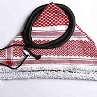 Middle Eastern Red/Black & White Kafiya Keffiyeh Kufiya with Aqal Rope