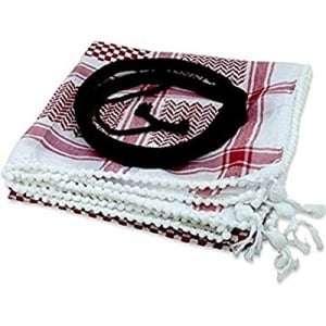 Middle Eastern Red/Black & White Kafiya Keffiyeh Kufiya with Aqal Rope – Red