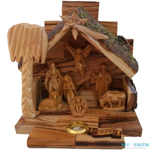 Nativity Scene Christmas Story Set from The Holy Land – 4.5″ with Glued Figurines
