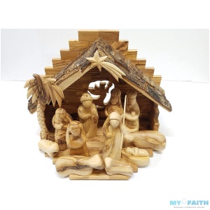 Nativity Scene Christmas Story Set from The Holy Land – 11″ Stable with 5″ Faceless Figurines