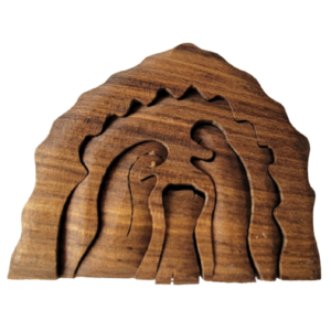 Nativity Scene Exotic Wood Christmas Curved  Puzzle (Gear Shaped) – Laurel