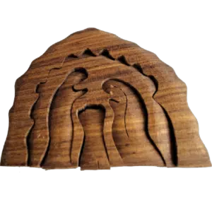 Nativity Scene Exotic Wood Christmas Curved  Puzzle (Gear Shaped) – Petiribi