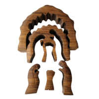 Nativity Scene Exotic Wood Christmas Curved  Puzzle (Gear Shaped)