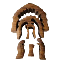 Nativity Scene Exotic Wood Christmas Curved  Puzzle (Gear Shaped)