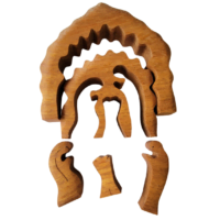 Nativity Scene Exotic Wood Christmas Curved  Puzzle (Gear Shaped)