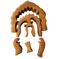 Nativity Scene Exotic Wood Christmas Curved  Puzzle (Gear Shaped)
