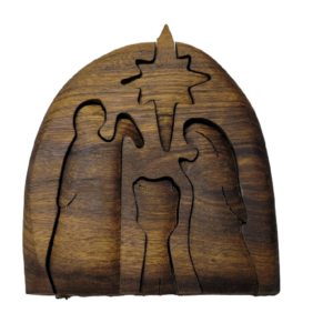 Nativity Scene Exotic Wood Christmas Curved  Puzzle (Half Oval) – Laurel