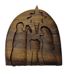 Nativity Scene Exotic Wood Christmas Curved  Puzzle (Half Oval)