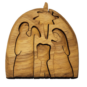 Nativity Scene Exotic Wood Christmas Curved  Puzzle (Half Oval)