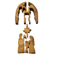 Nativity Scene Exotic Wood Christmas Curved  Puzzle (Half Oval)