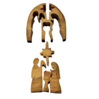 Nativity Scene Exotic Wood Christmas Curved  Puzzle (Half Oval)