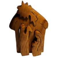 Nativity Scene Exotic Wood Christmas Curved  Puzzle