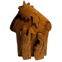 Nativity Scene Exotic Wood Christmas Curved  Puzzle