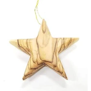 Bethlehem Olive Wood Star Christmas Tree Hanging Decorative Ornament from Jerusalem