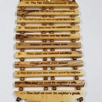 Olive Wood Hanging English Engraving of the Ten Commandments