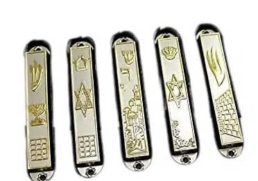 Set of 5 Pewter Mezuzah from Jerusalem