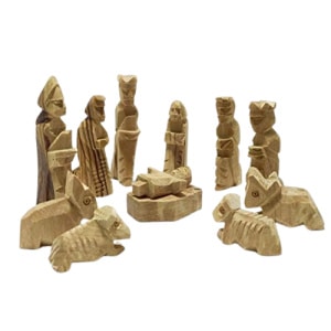 Olive Wood Children’s Nativity Set Kid’s Nativity Story Figurines  (2.75 inches)