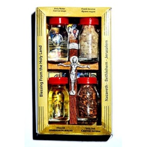 Home Blessing Kit Bottles Cross from Holy Land Jerusalem