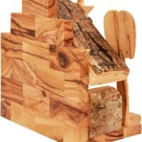 Olive Wood Nativity Set with Figurines 4.5″