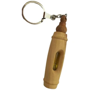 Olive Wood Key Ring with Holy Oil Vial from Jerusalem